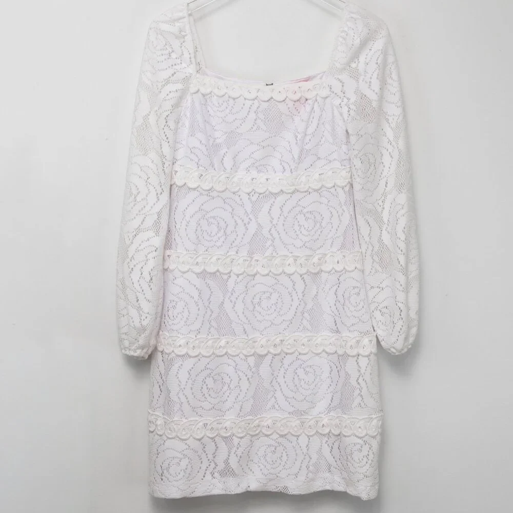 Lilly Pulitzer Zella Lace Dress Floral Bungalow Blossom Resort White Size 6 - Picture 2 of 7